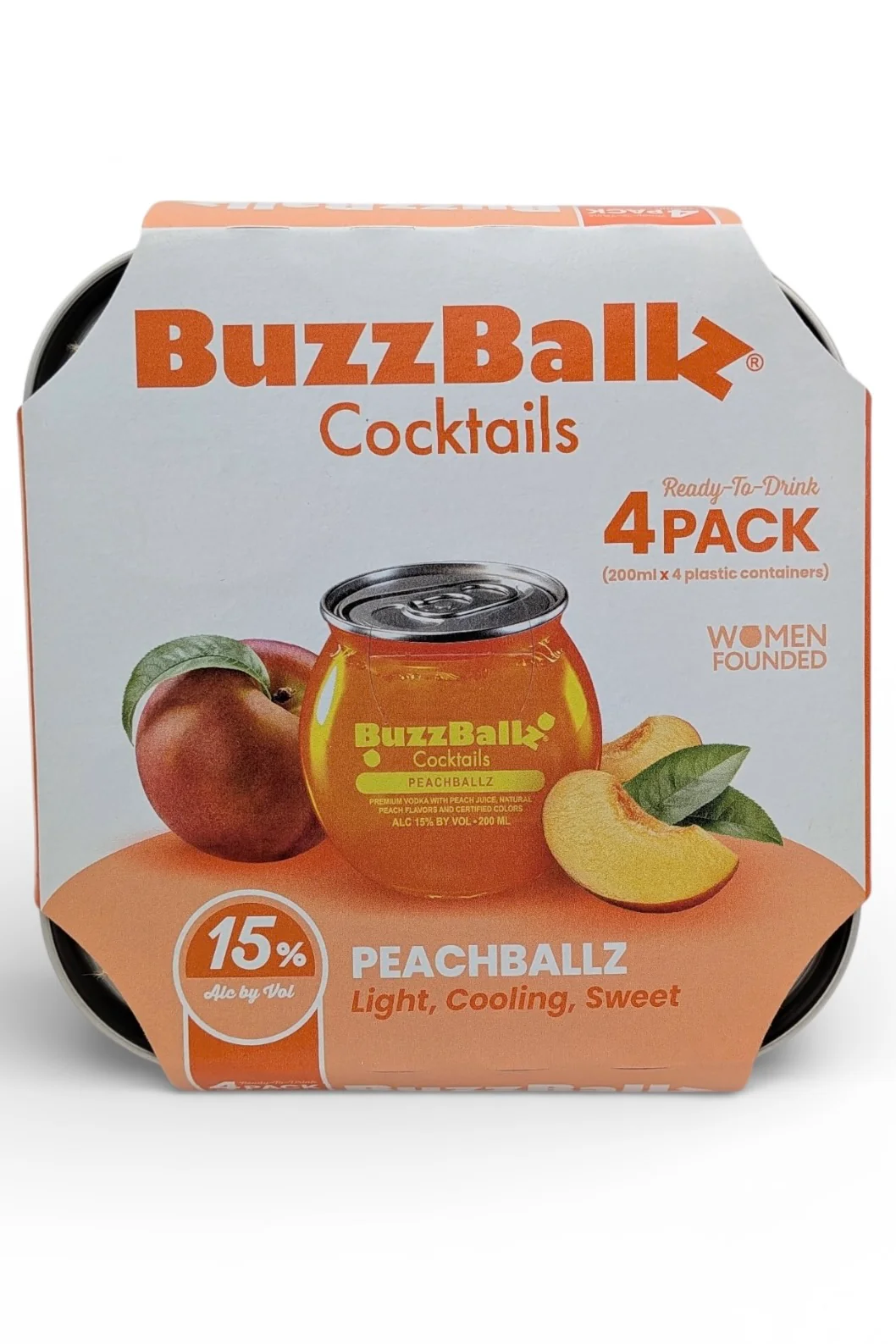 BuzzBallz Cocktails PeachBallz RTD Ready to Drink 4 x 200 ml