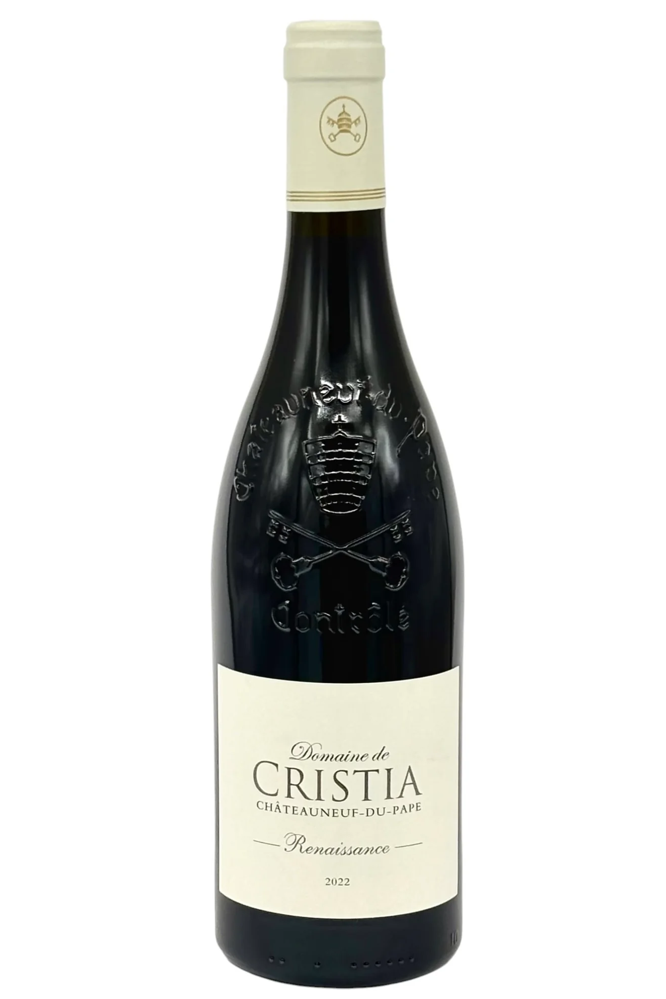 Domaine de Cristia 2022 Chateauneuf-du-Pape Cuvee Renaissance 60% Grenache 40% Mourvedre 114 Year Old Vines Certified Organic 94-96 Points Southern Rhone France 750ml
